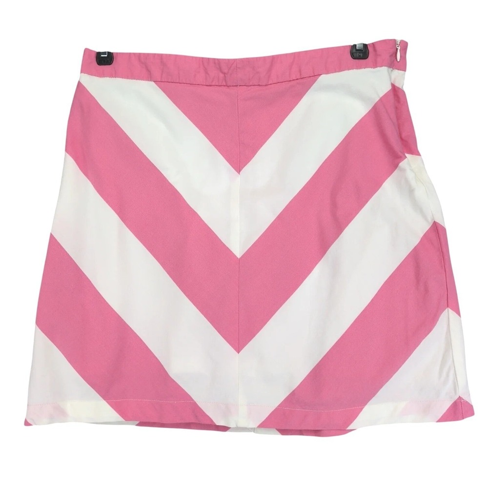 GH‎ Bass & Co Pink White A-Line Short Skirt Sz 8 Chevron Preppy Coastal Resort